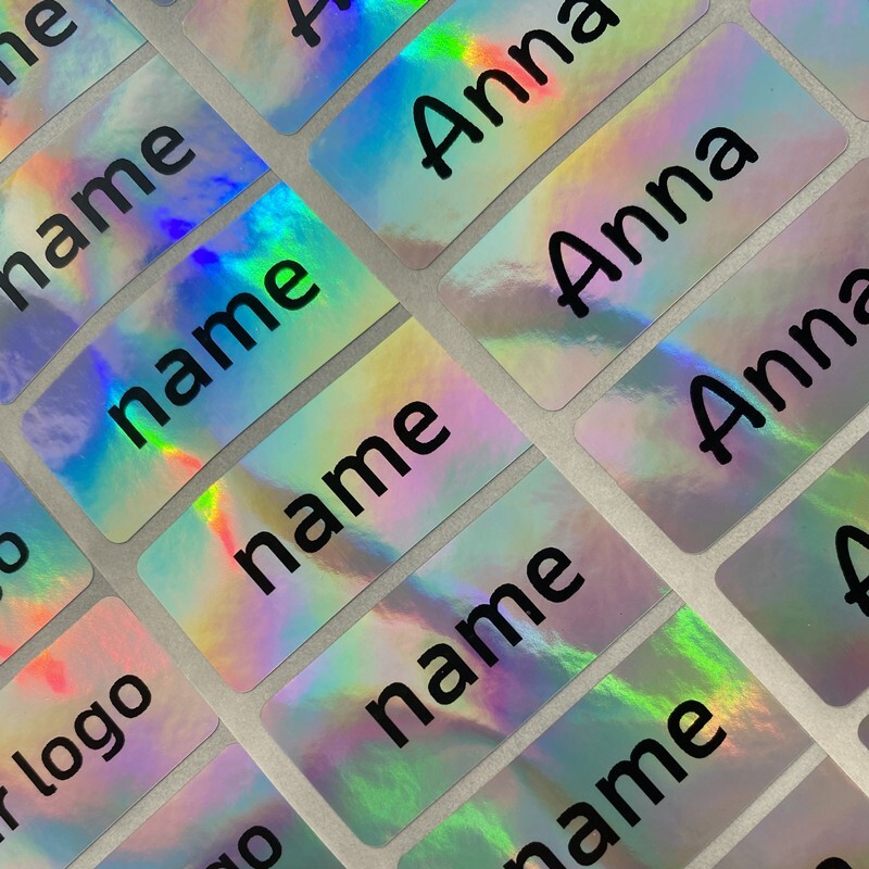 30pcs 1.8×0.7in Holographic Name stickers laser label logo/kid/Manicure/business