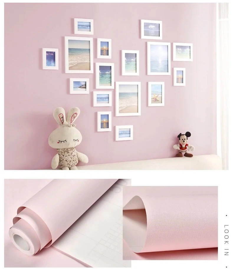 Macaron Thick Self-adhesive Wallpaper Solid Color Vinyl PVC Sticker Waterproof