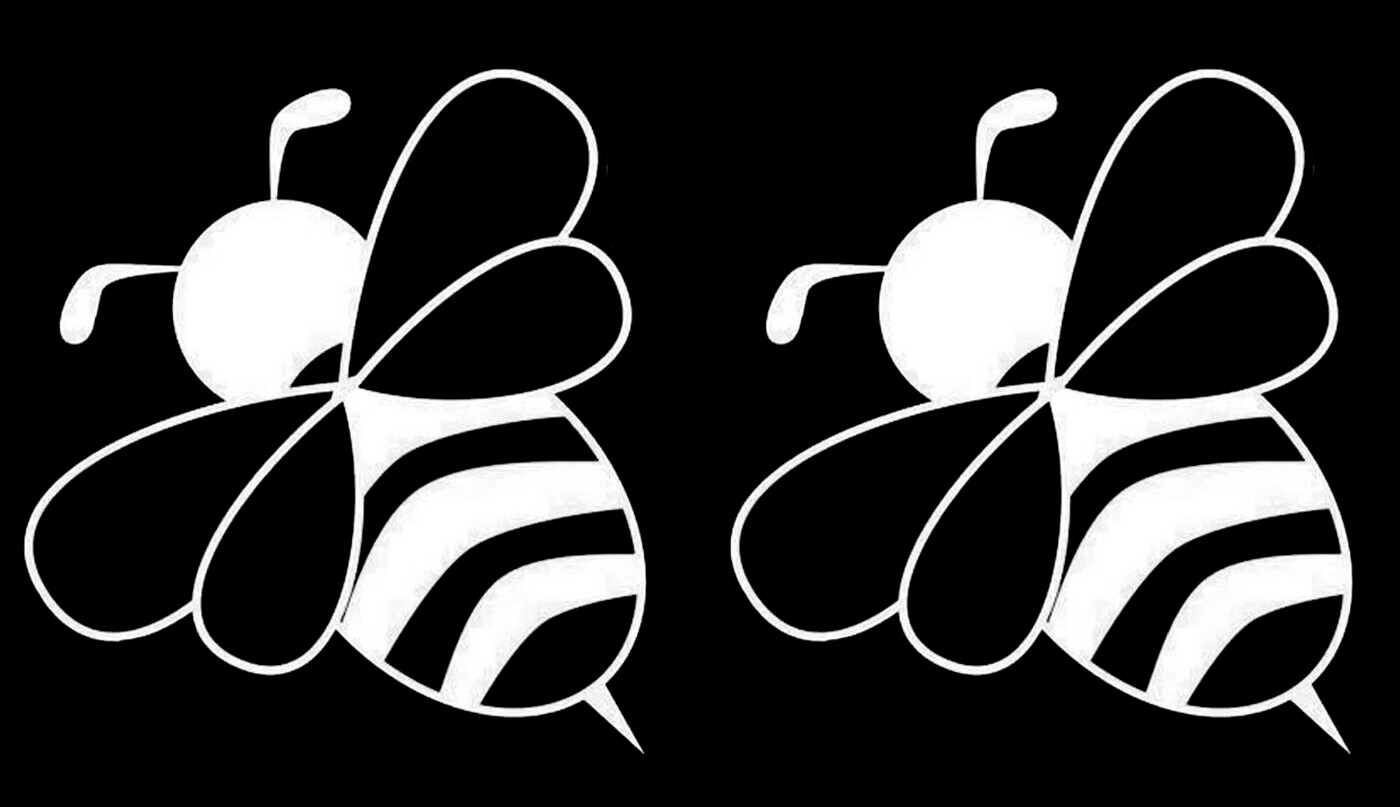 Bumble Bee Two Pack 5" White Vinyl Decals Car Truck Windows Tumblers Tablet