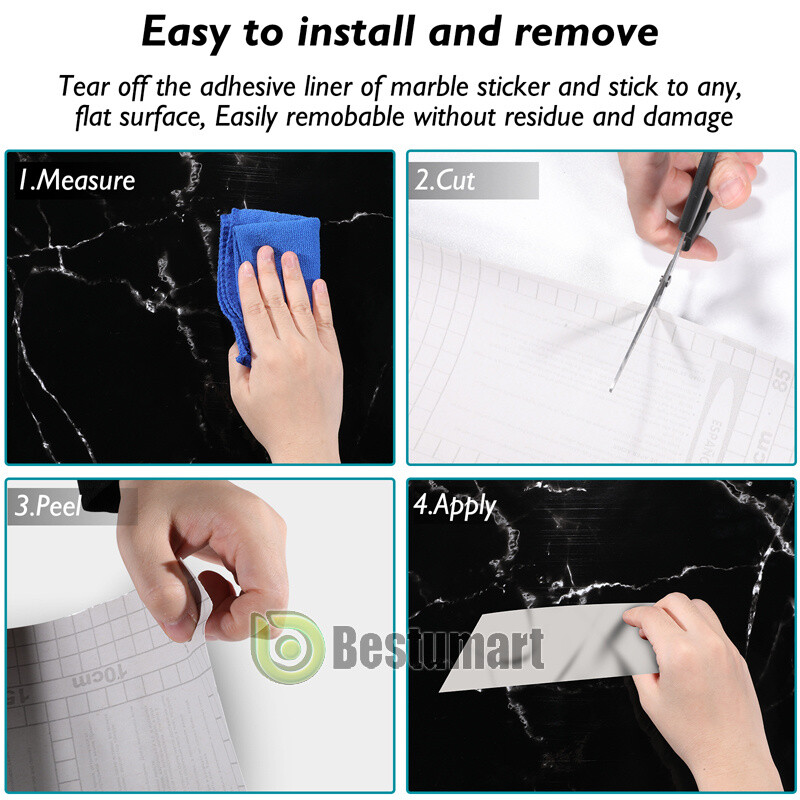 Marble Wall Paper Self Adhesive Peel&Stick Wallpaper PVC Kitchen Countertop 10ft