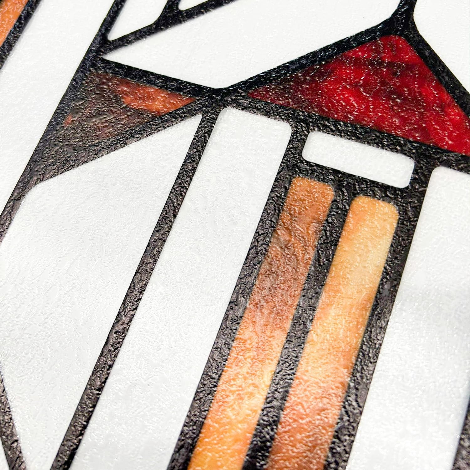 Faux Stained Glass Effect Transparent Window Film Original Hand Drawn Static