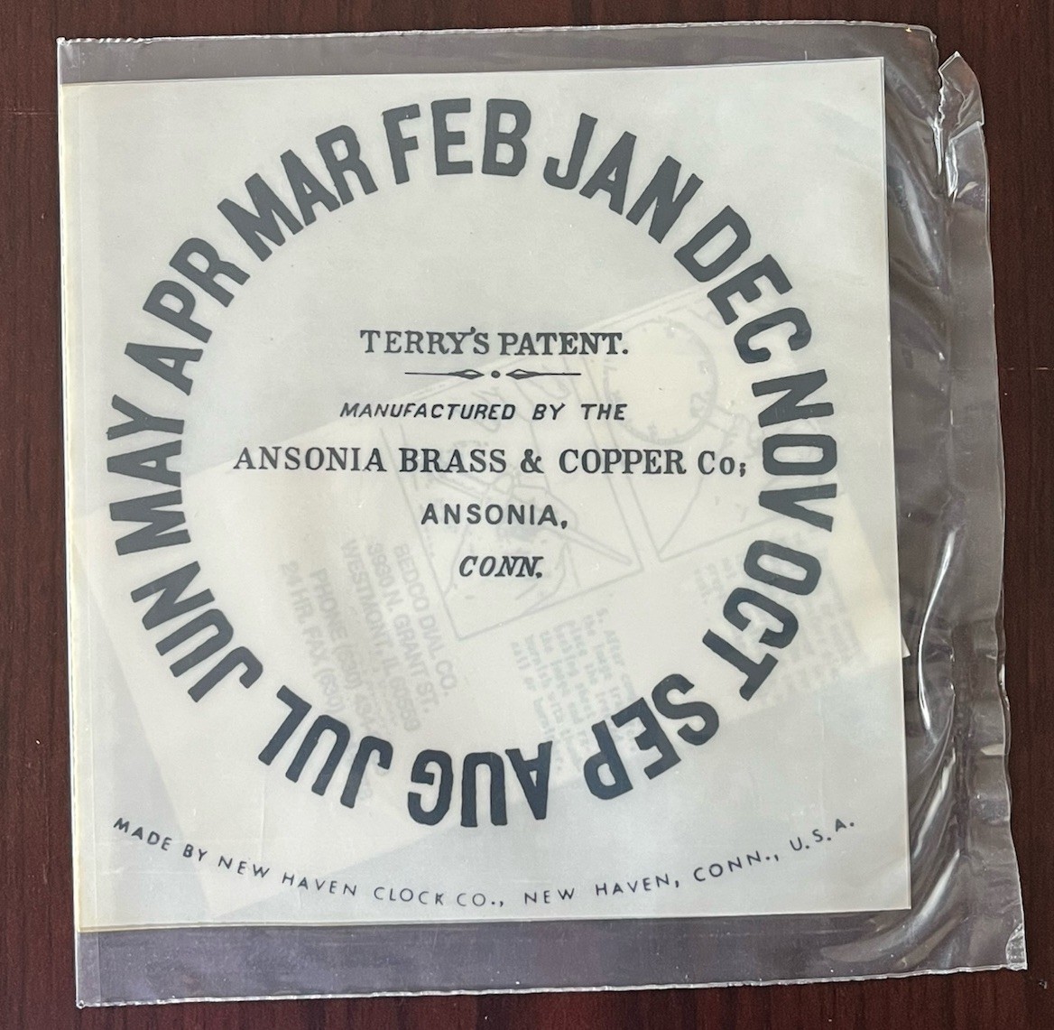 NEW HAVEN ANSONIA MONTH TRANSFER DECAL for Antique Clock Restoration CP127 NOS