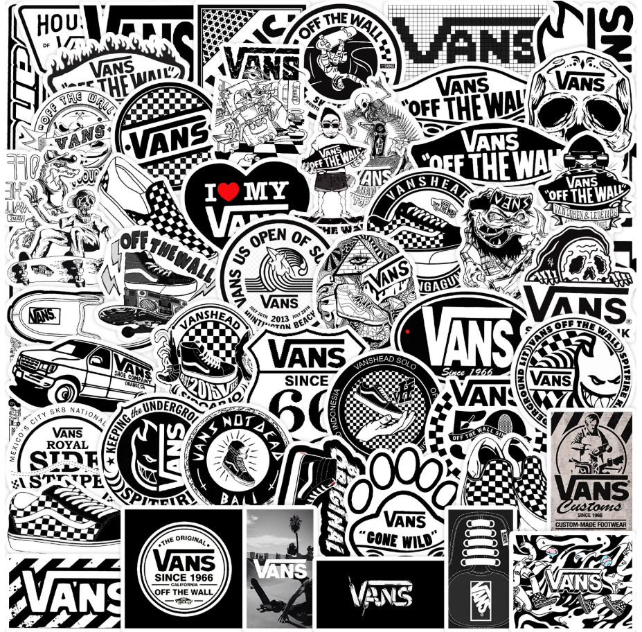 Vans Black and White Stickers (4 to 8cm )