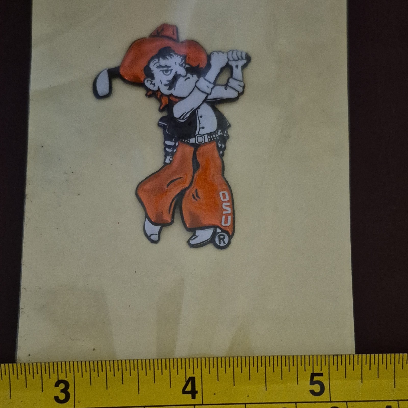 Pistol Pete Iron on Decal Orange Black White Oklahoma State Sports Collegiate