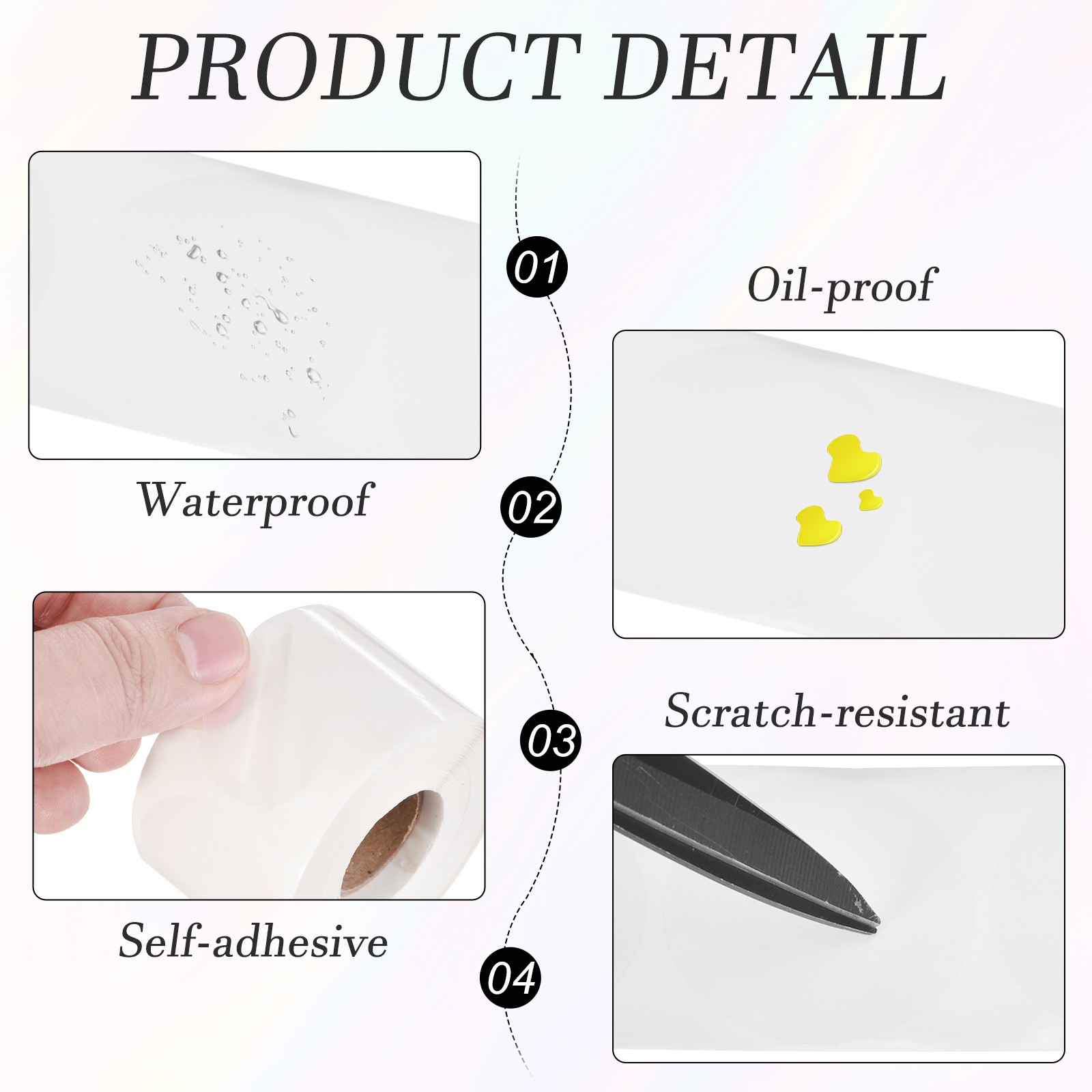 500pcs Round Thermal Label 1×1" Self-Adhesive Thermal Stickers Clear