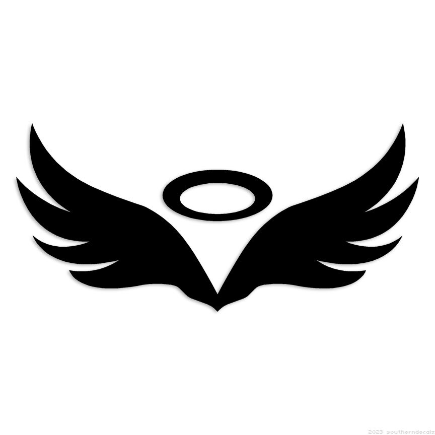 Angel Wings Halo – Decal Sticker – Multiple Colors & Sizes – ebn6737