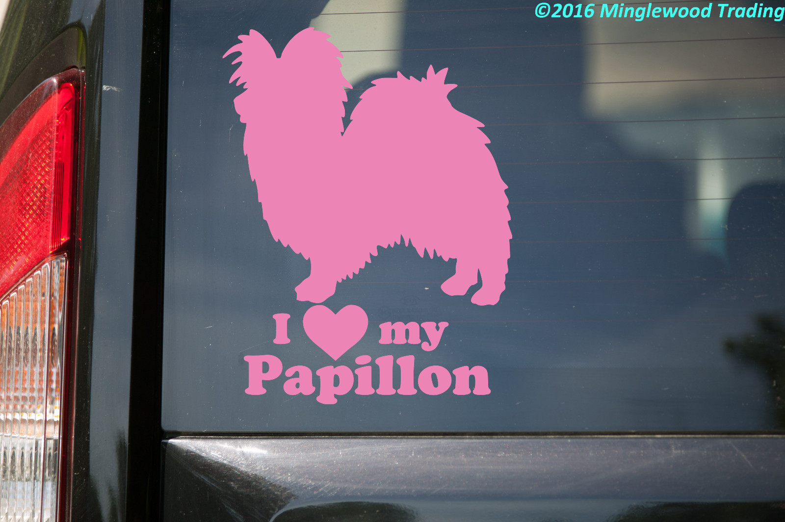 I LOVE MY PAPILLON Vinyl Sticker – Butterfly Dog Puppy – Die Cut Decal