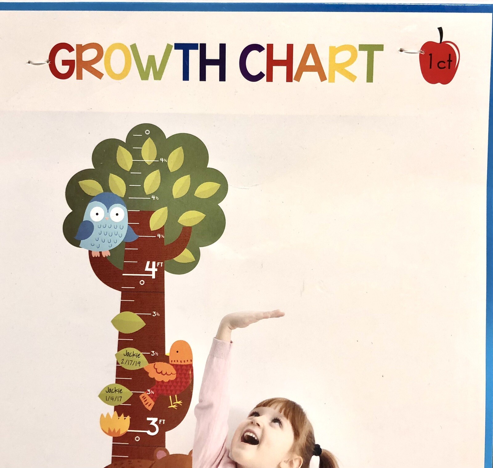 Kids Hanging Growth Chart (Tree With Birds and Animals) Decorative Stickers New