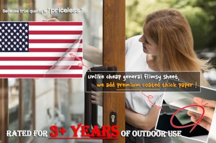 American Flag Vinyl Sticker – Waterproof & UV-Coated 16″×10″ Decal for Car,
