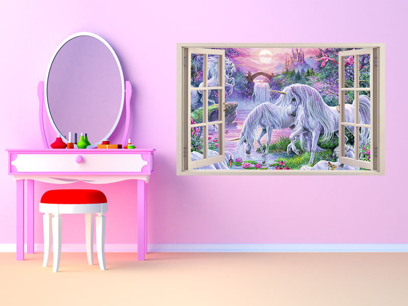 FULL COLOUR Unicorn Wall Art, Modern Transfer, PVC Decal, 3D Window, Sticker