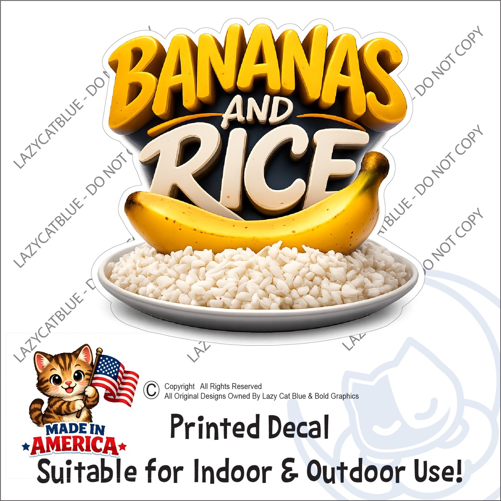 Bananas and Rice Decal Sticker Funny Anti Immigration ICE Joke Fraud Trump Walz