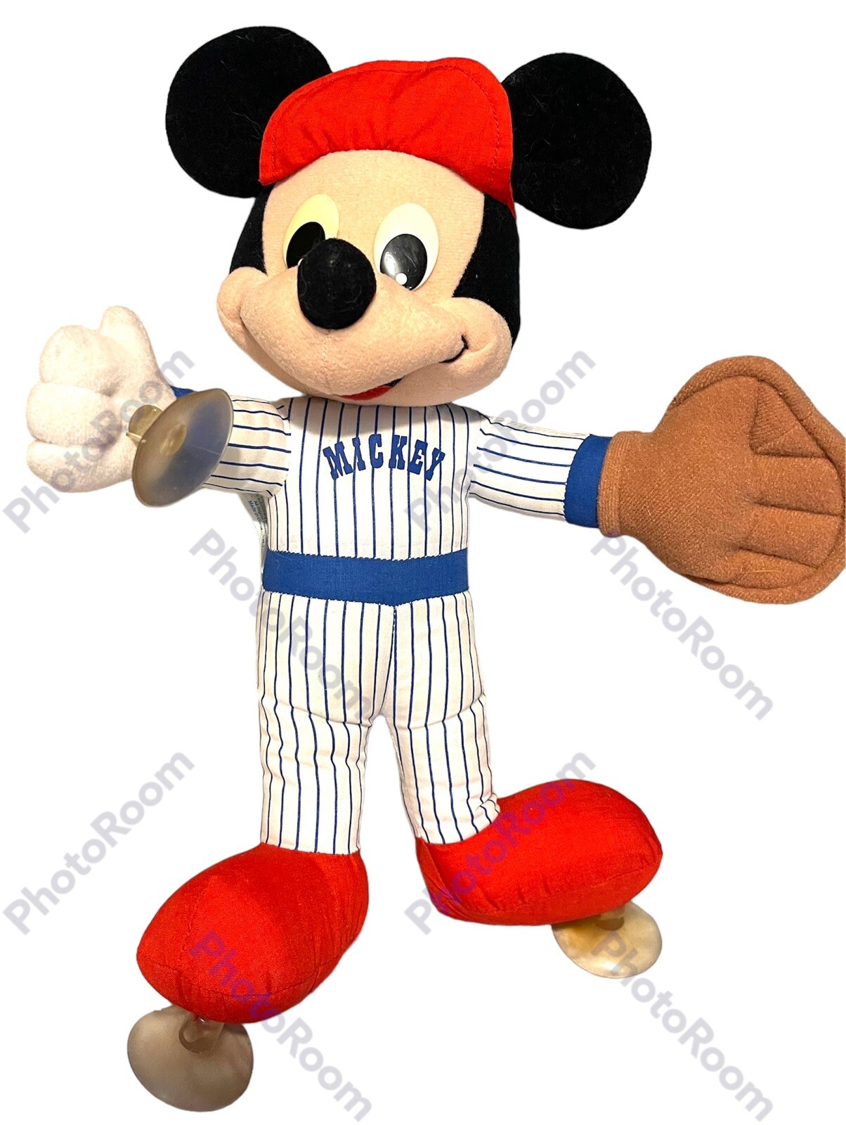*Vintage 1988 PLAYSKOOL Mickey Mouse Plush Suction Cup Doll Baseball Clothing