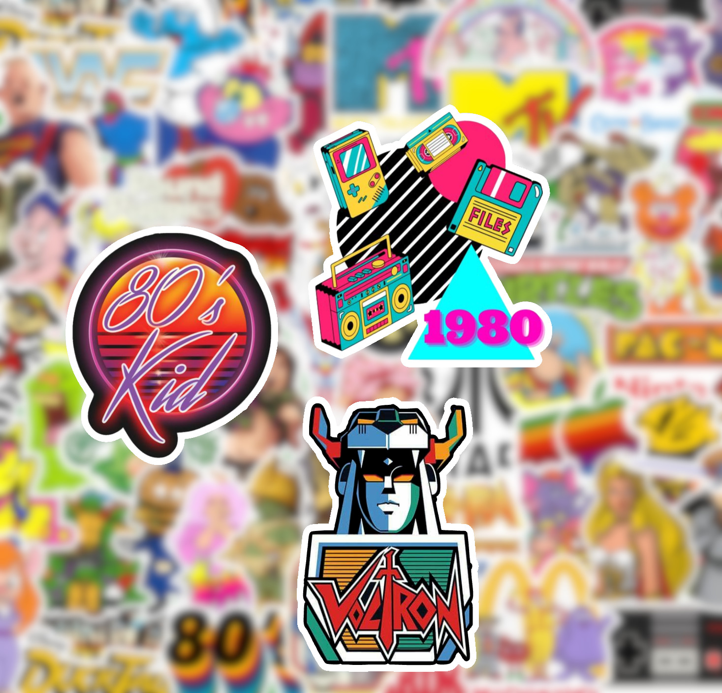 25/50 1980’s Sticker Pack-Waterproof Matte Vinyl