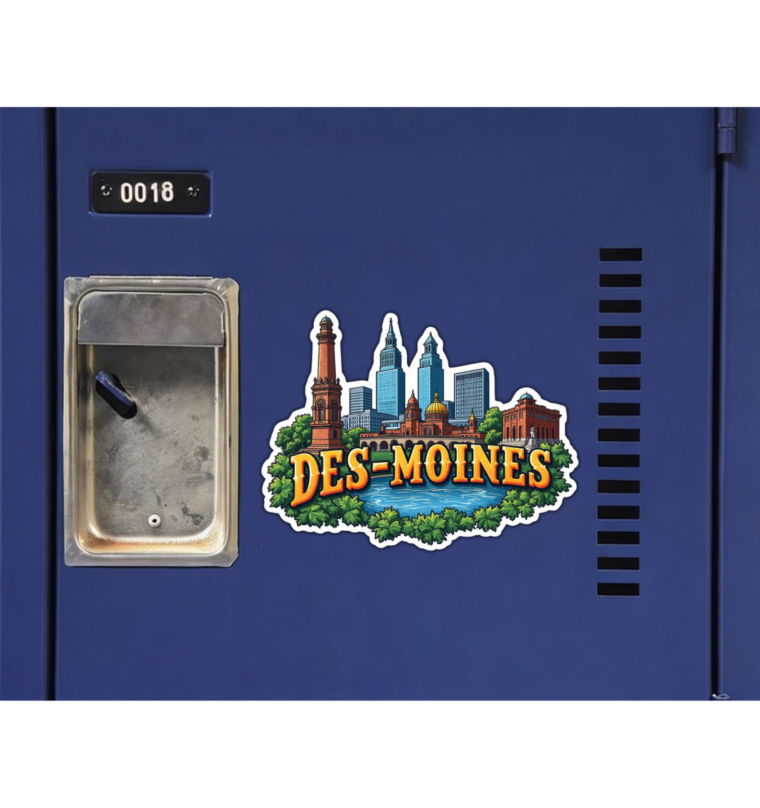 Des Moines Iowa Fridge Magnet or Laptop Sticker