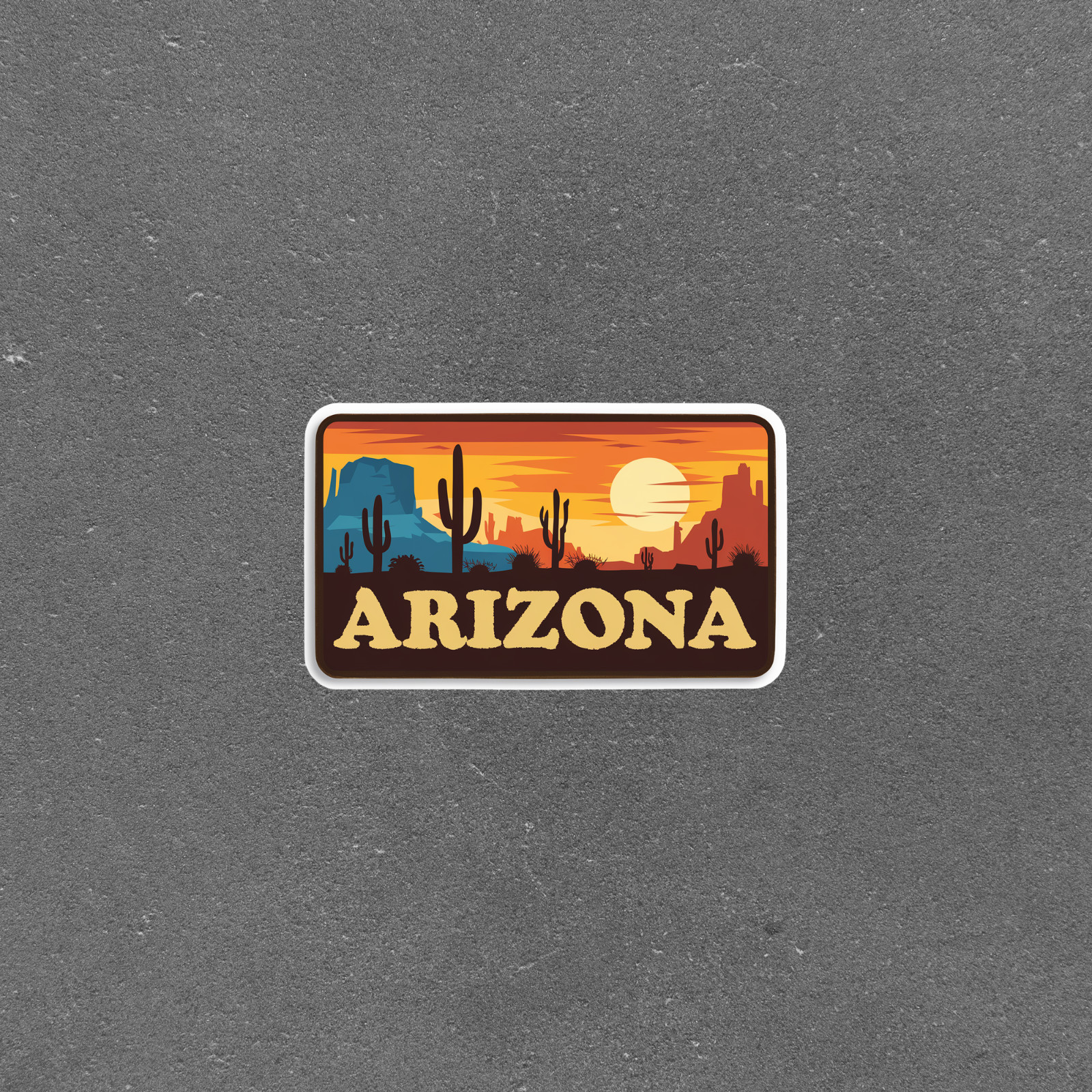 Vintage Arizona Desert Sunset Sticker – Retro Travel Decal for Laptops, Water Bo
