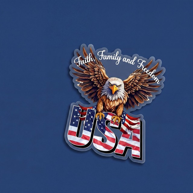 2 Pack USA Eagle Decal Sticker Faith Family Freedom Patriotic Car Truck Vinyl