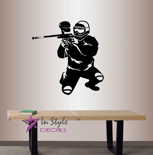 Vinyl Decal Paintball Player Game Extreme Guy Man Any Room Wall Art Sticker 1595