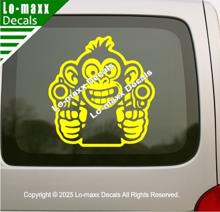 Monkey With Guns Die Cut Sticker Vinyl Decal For Car Fridge Locker Laptop