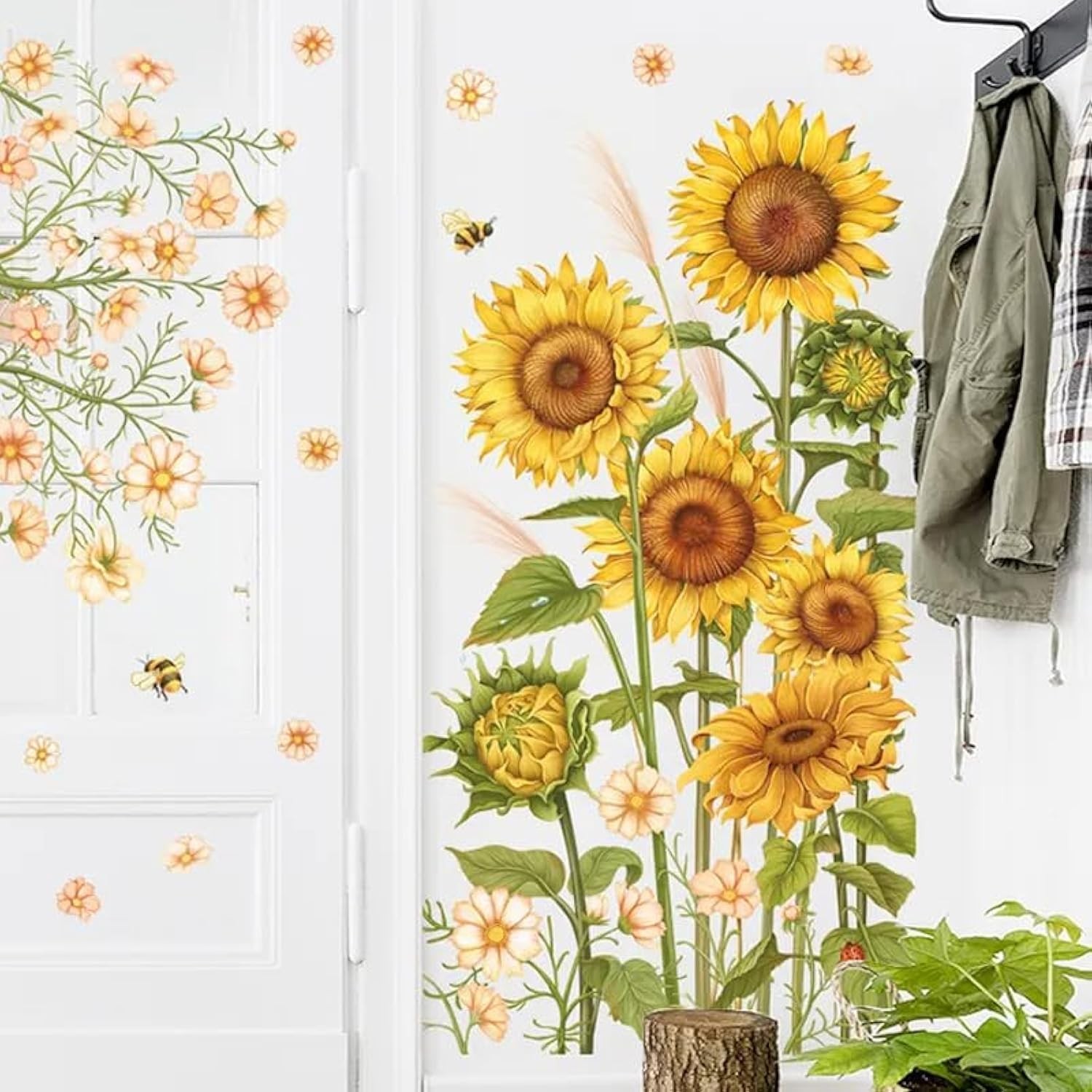 12×36 Inch Set of 2- Floral Wall Decals for Decor, Self Adhesive #7