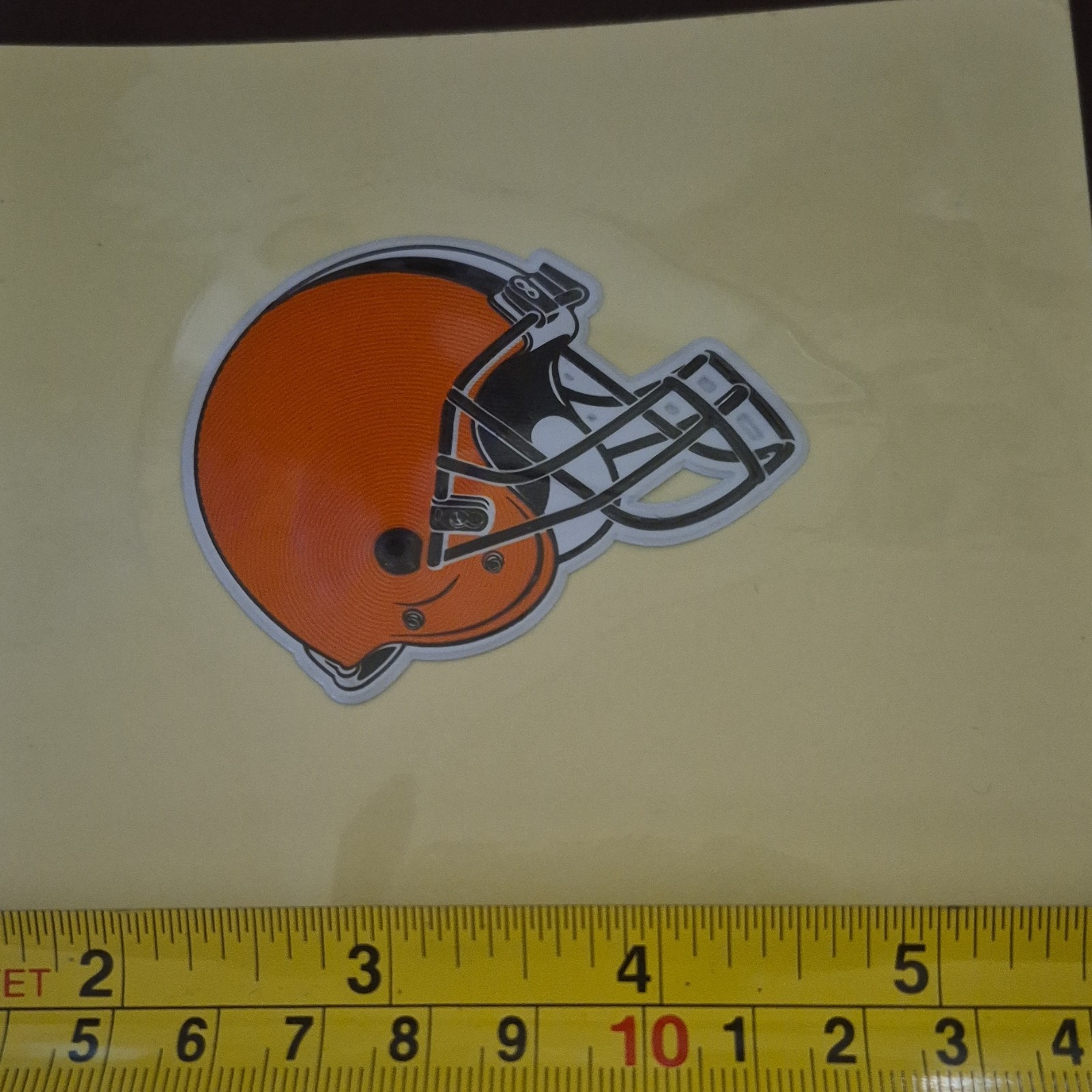 Football Helmet Vinyl Iron On Patch Orange Black White Sports Self-Adhesive