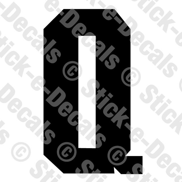 JERSEY LETTER Q Vinyl Die Cut Decal Sticker Sport Athlete Alphabet Text – RSD