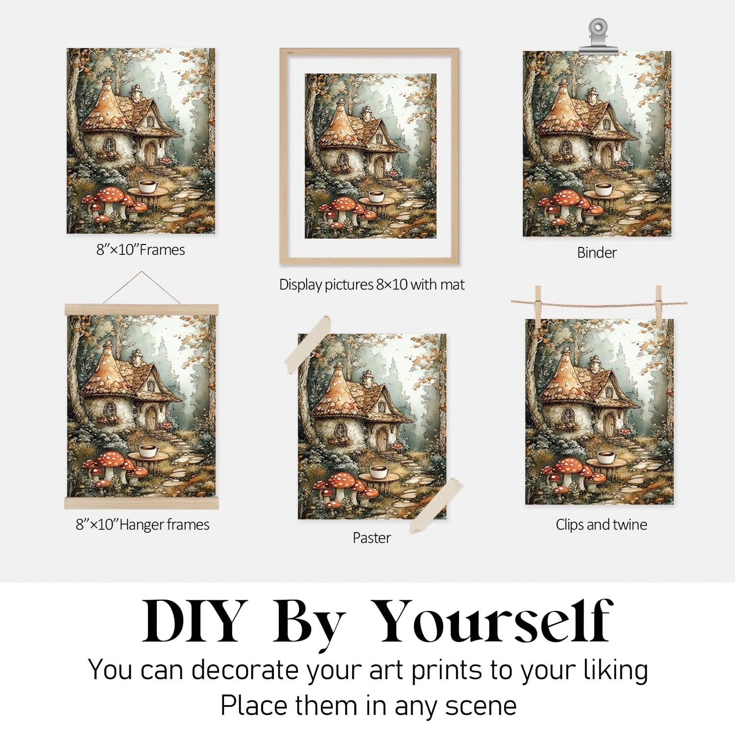 Locomiss Vintage Fairy Cottagecore Wall Art Decor Posters, Mushroom Forest Wa…