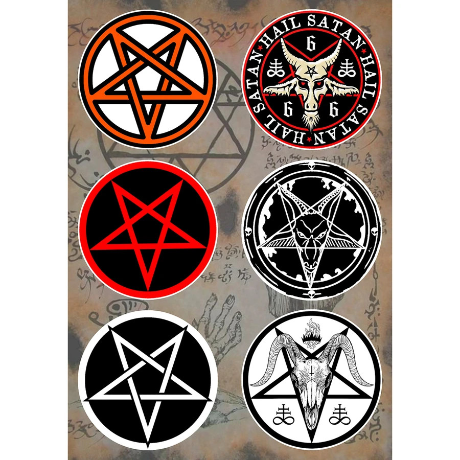 Occult Symbols Sticker Pack Satanic Leviathan Cross Baphomet Pentagrams 666
