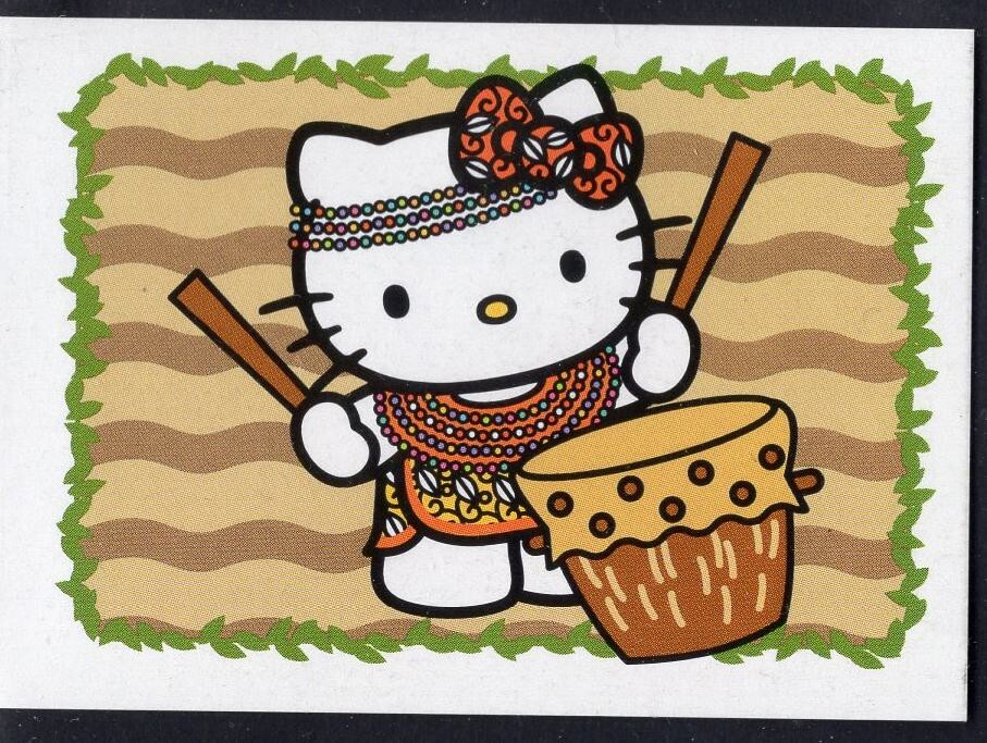 2011 Panini Hello Kitty Fashion Polynesian Drummer Outfit #78 Single Sticker