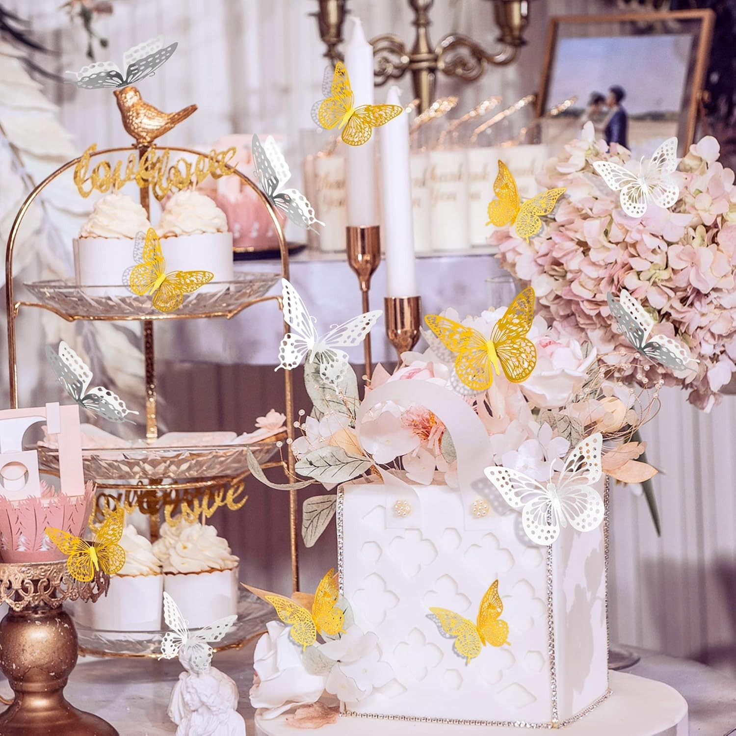Festive Butterfly Wall Decorations – 48 Pcs in Gold & Silver, Perfect for Events