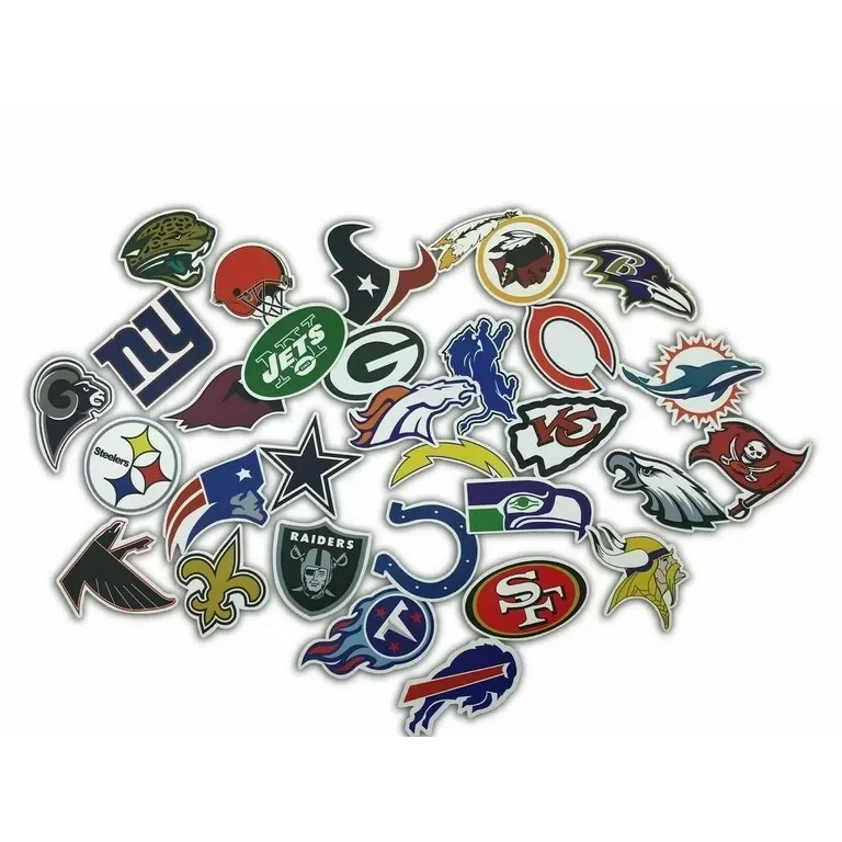 32 NFL Teams Logo Decal Vinyl Stickers Set for Skateboard Laptop Football Fans