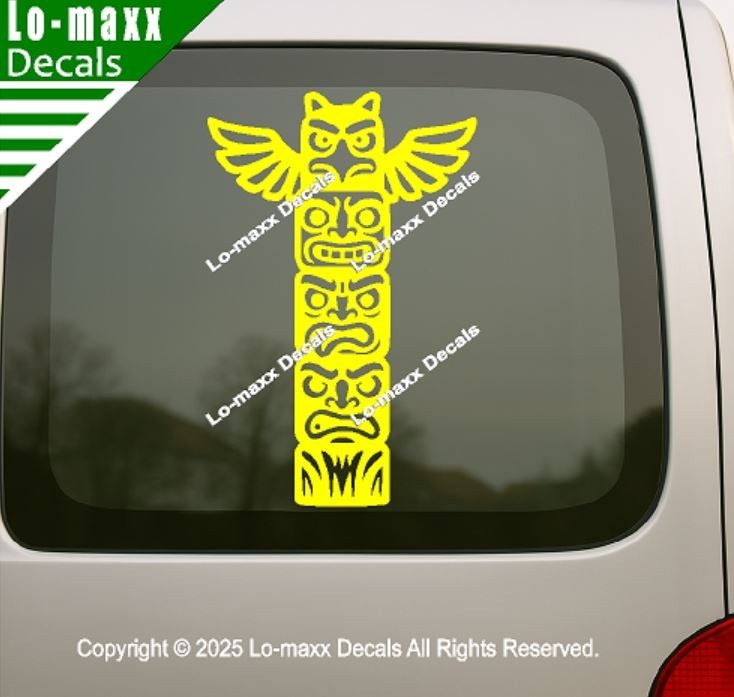 Totem Pole Tower Die Cut Sticker for Lockers, Laptops Lab Doors SUV Boats
