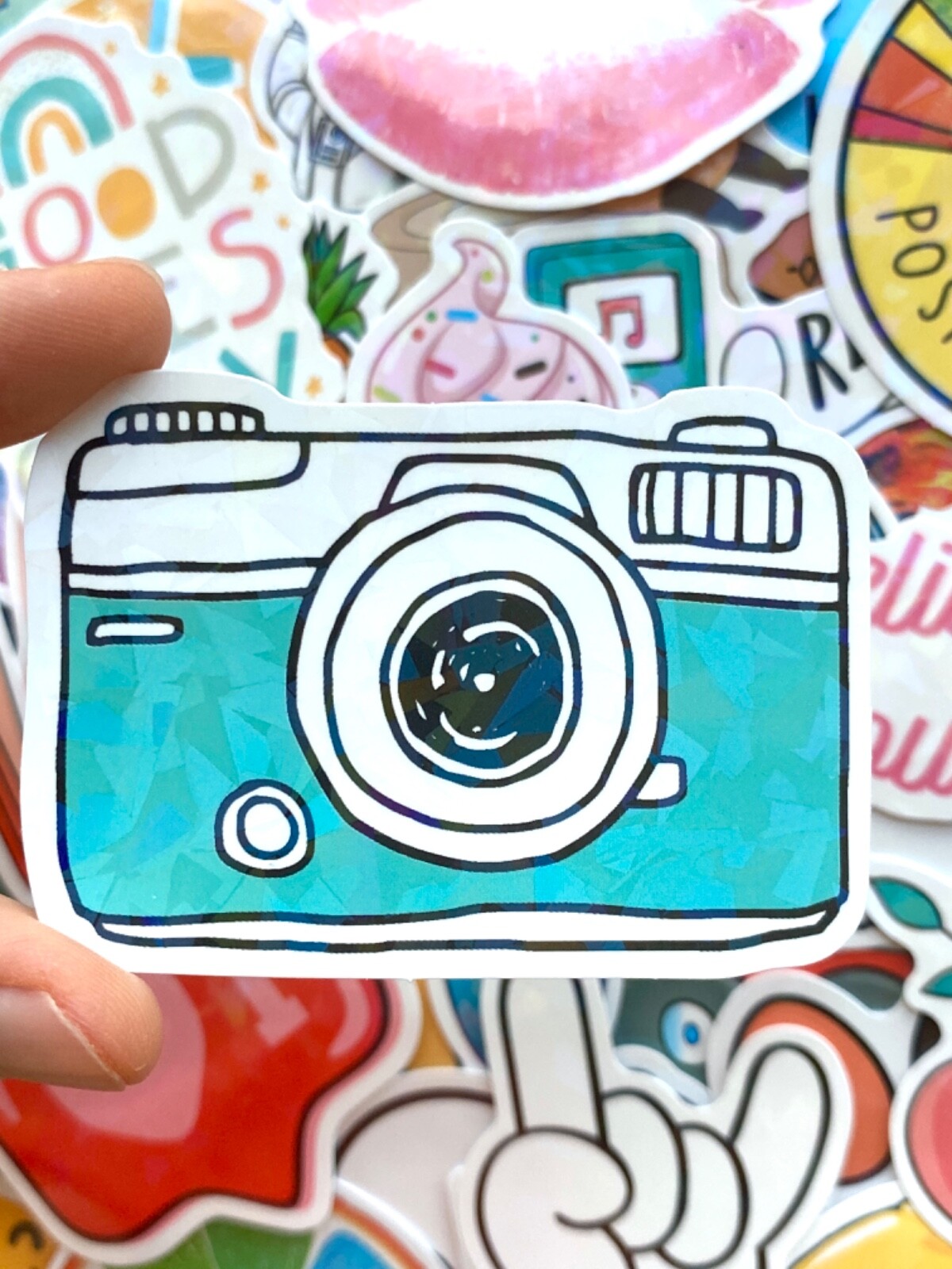 5-100 pcs Holographic Stickers, Boho Aesthetic Reflective Journal Laptop Decals