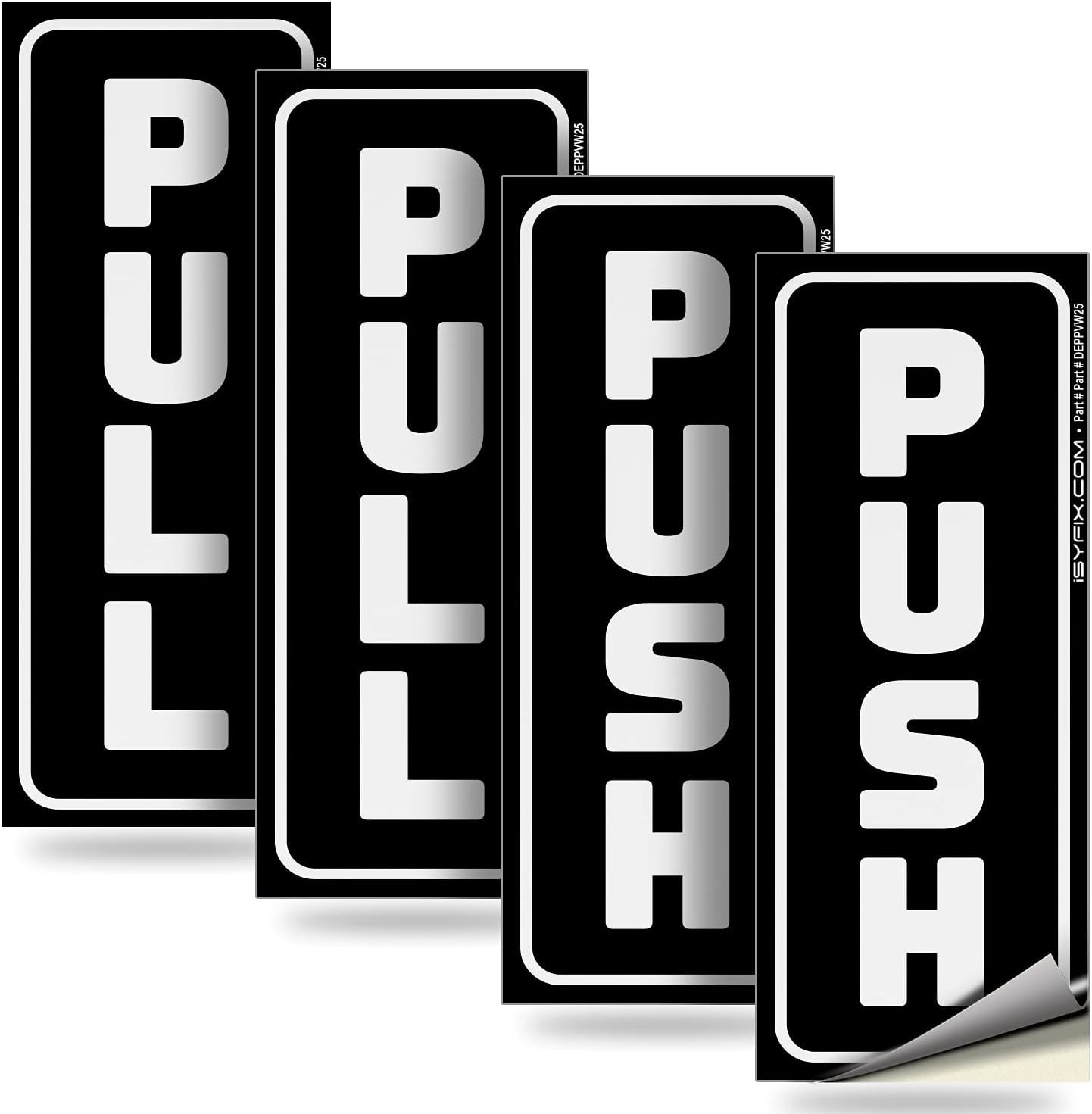 Push Pull Stickers Sign – 2 Pack 2×5 inch -Vertical Decal Self-Adhesive, Blac…