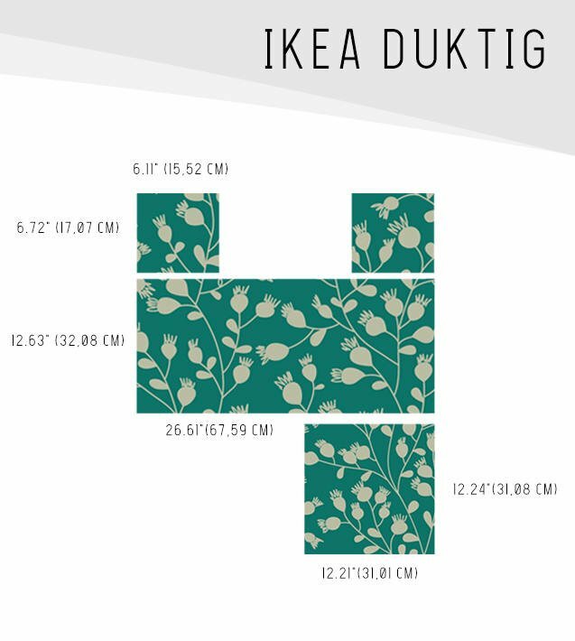 IKEA DUKTIG removable Decal self-adhesive sticker furniture green floral pattern