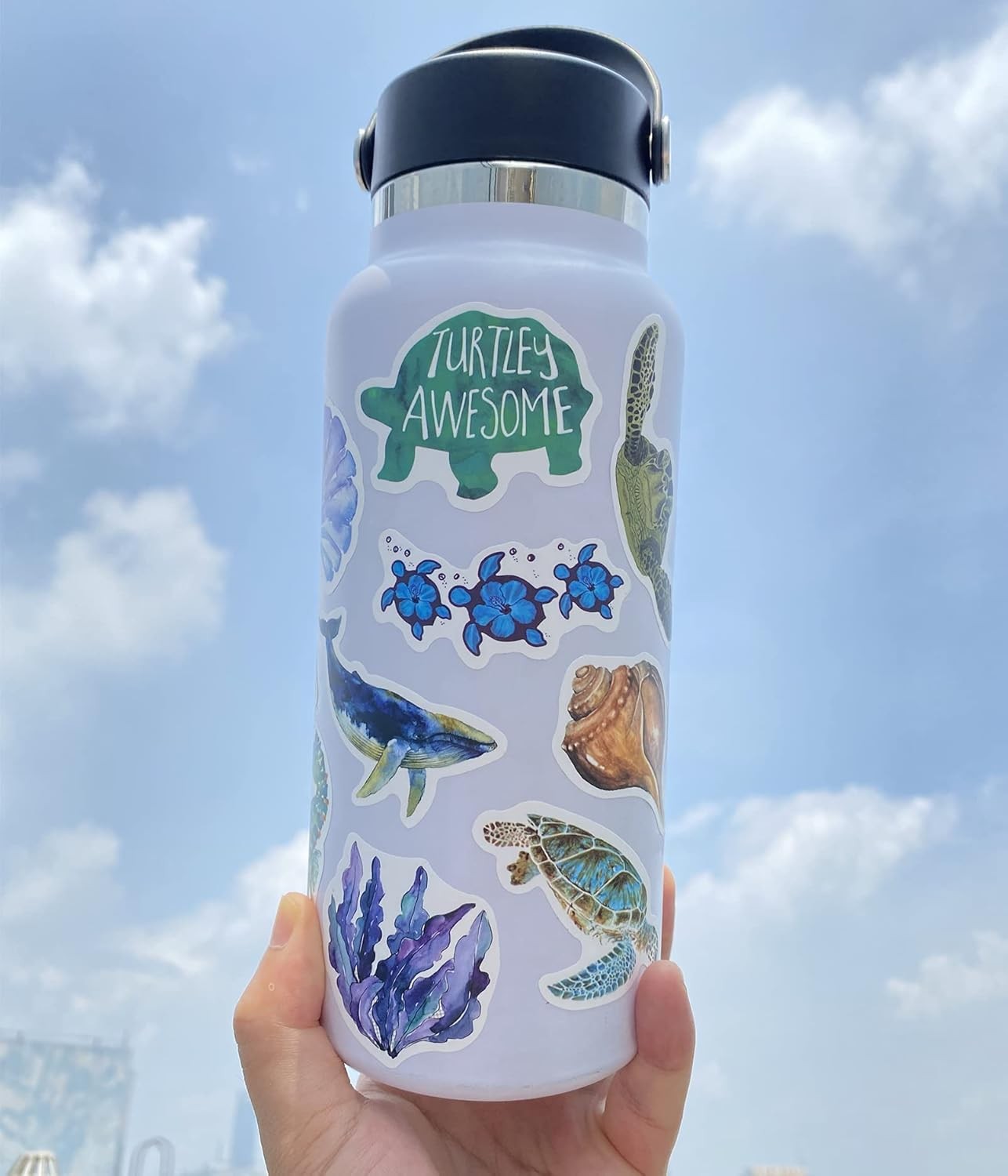 Aowplc 100 Pcs Ocean Animal Stickers, Waterproof Vinyl Sea Life Sticker Pack