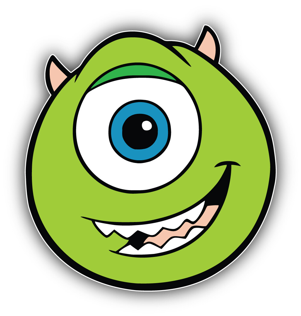 Monsters Inc Cartoon Mike Wazowski Face Sticker Bumper Decal – "SIZES"