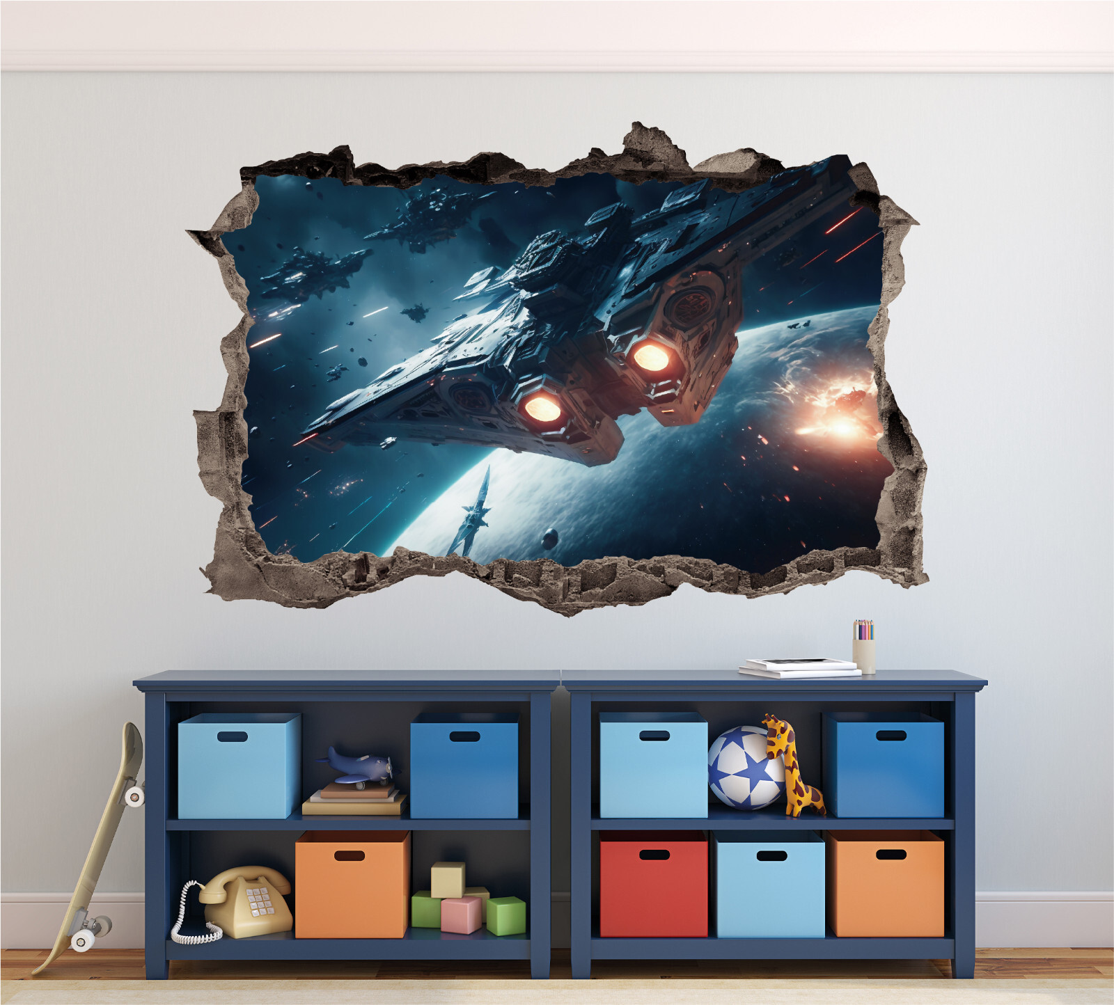 Spacecraft Wall Decal 3D AI Graphic Print Art Sticker Decor Star Space KW88