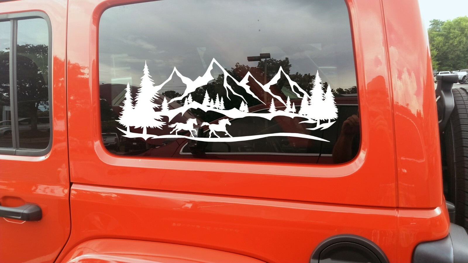 Horses Running Mountains Forest Scene Vinyl Decal V3 – Camper Graphics – Die Cut