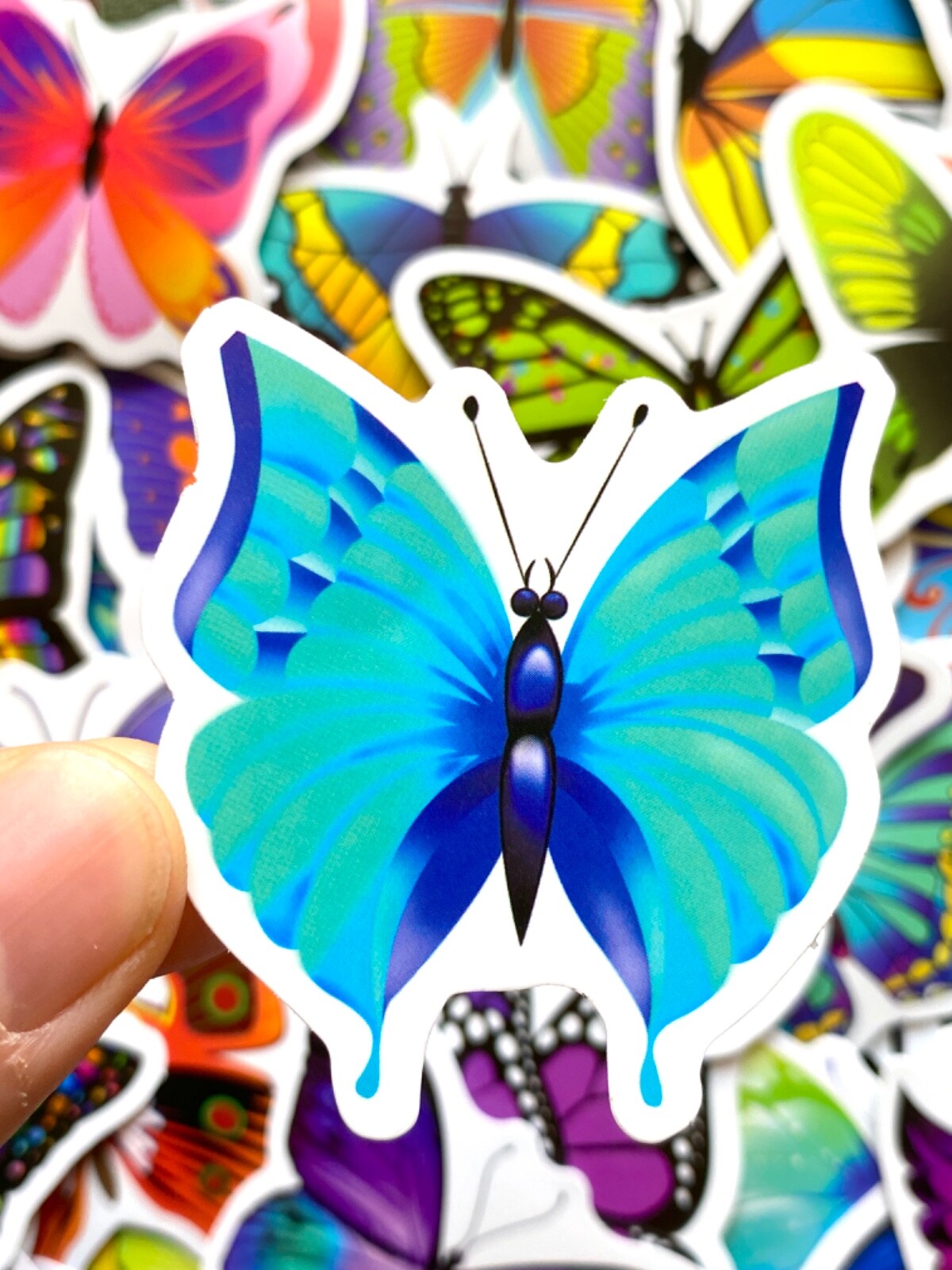 5-50 pcs Butterfly Stickers, Lucky Animal Vinyl Stocking Stuffer Phone Decals