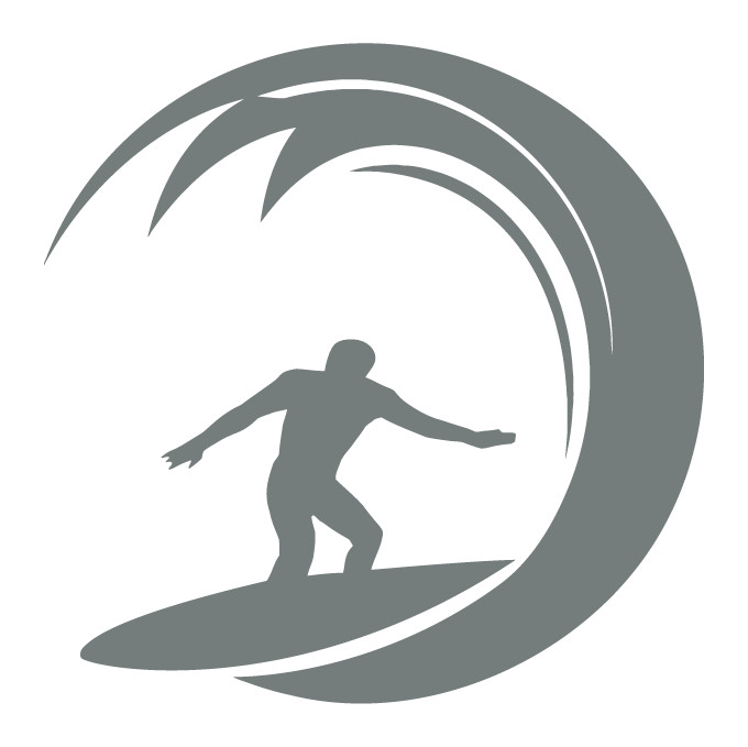 Surfer Surfing Ocean Wave Many Colors Die Cut Vinyl Decal Made in USA