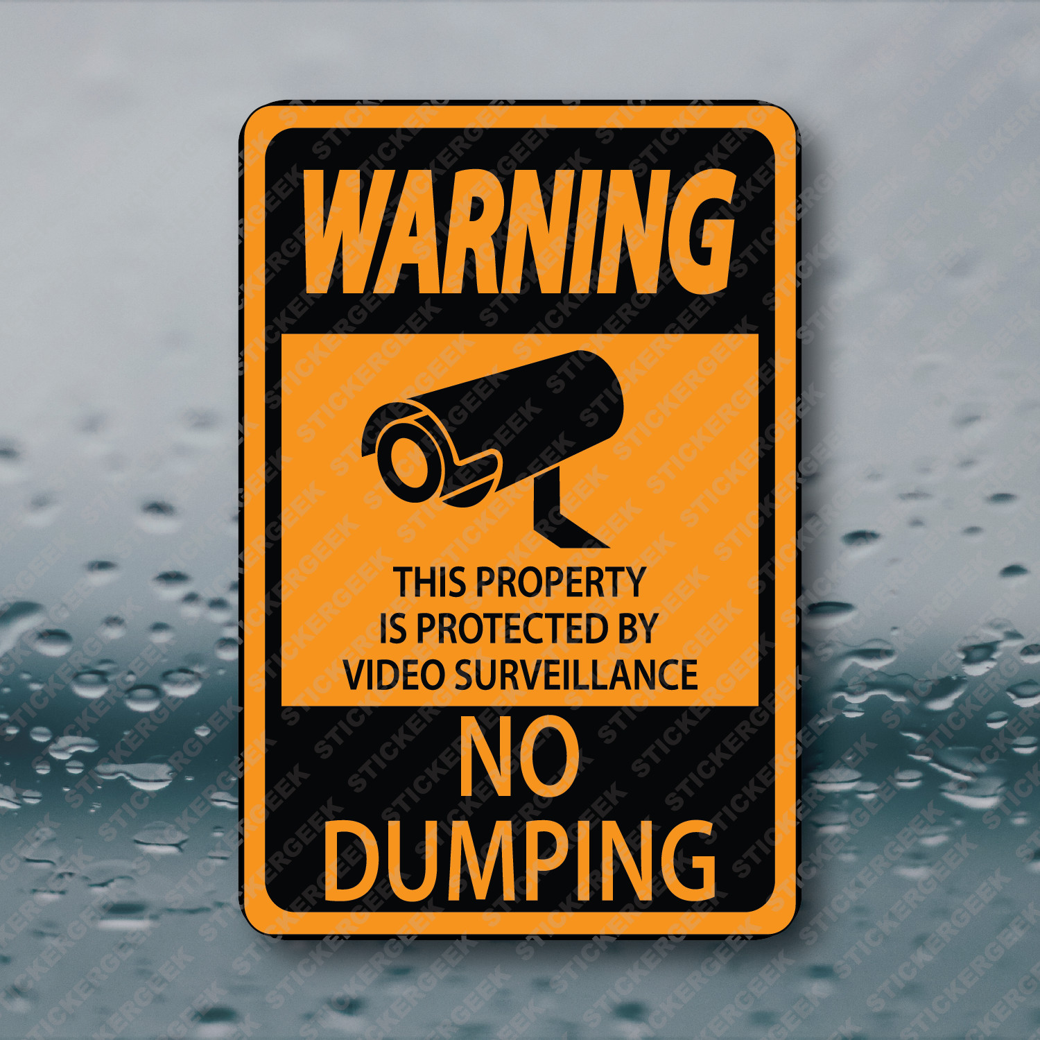Warning No Dumping CCTV Surveillance 24Hr Security Camera Vinyl Sticker 2×3