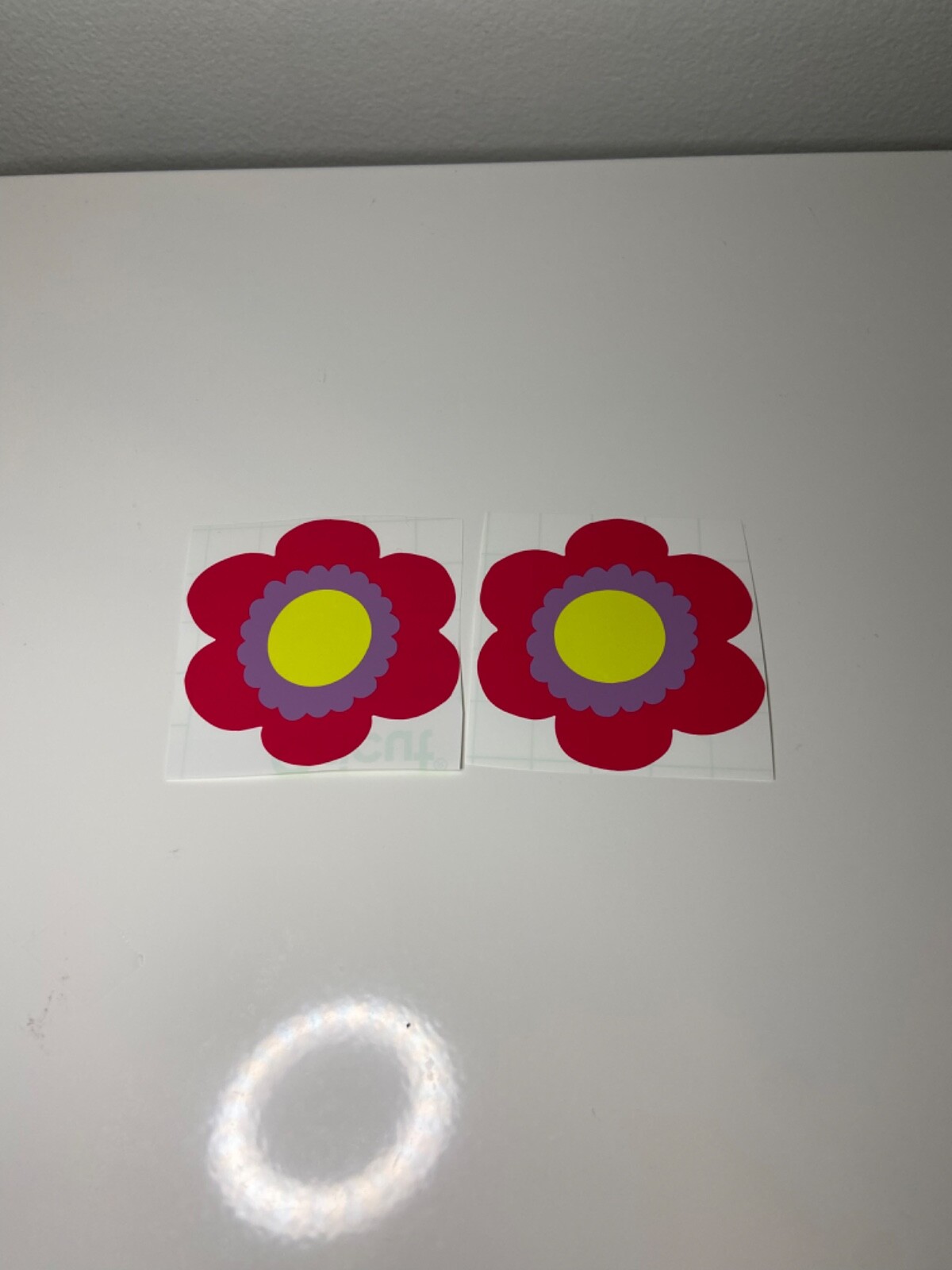 Hot pink, lavender purple and yellow layered flower vinyl sticker 