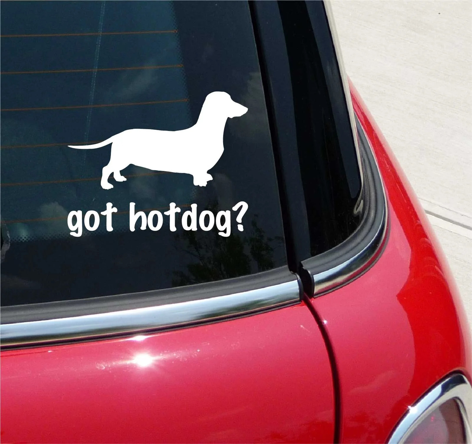 GOT HOTDOG? DACHSHUND DOG DOXIE GRAPHIC DECAL STICKER ART CAR WALL DECOR