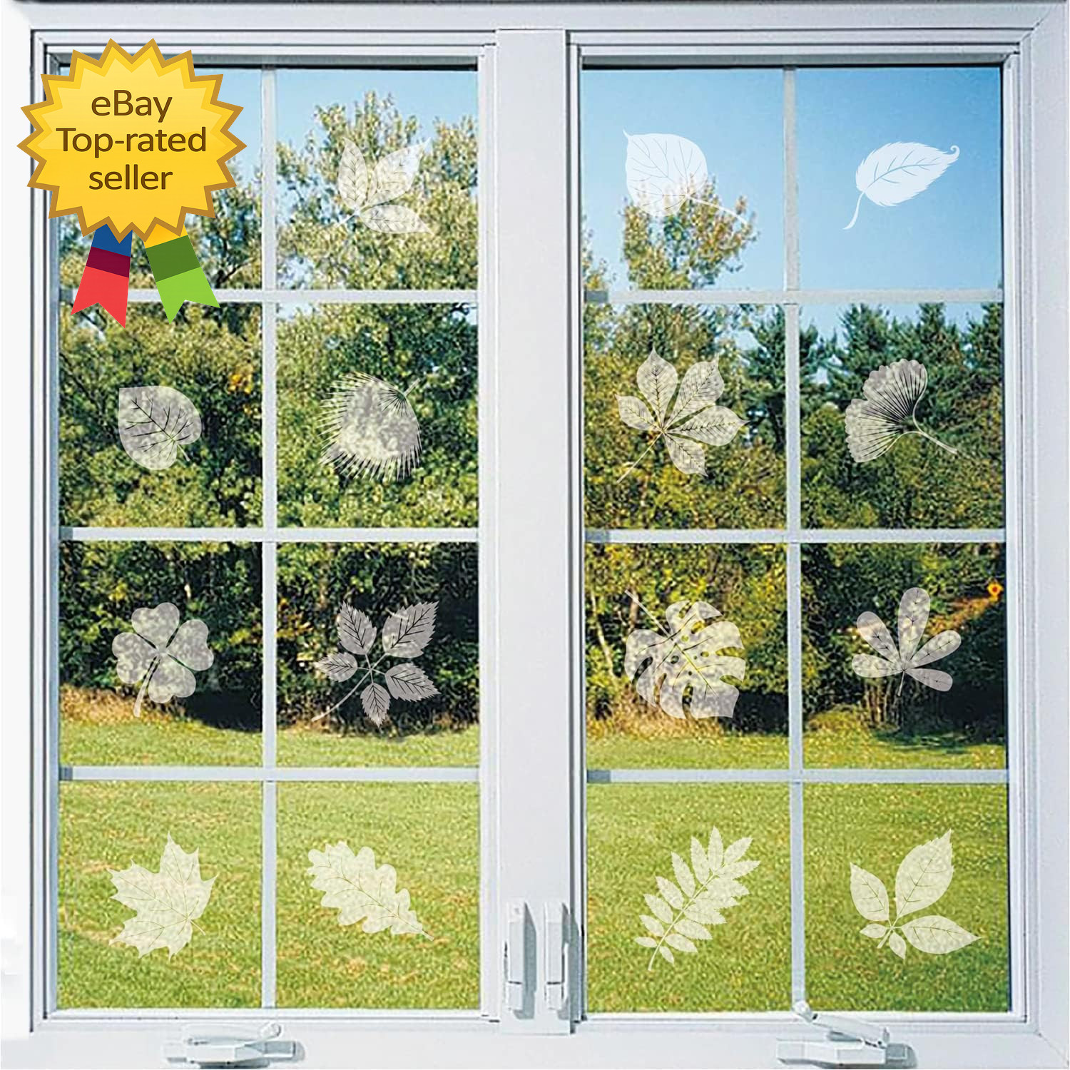 52 Pieces Window Decals Leaf Shape Anti Collision Stickers Bird Safety Glass Set