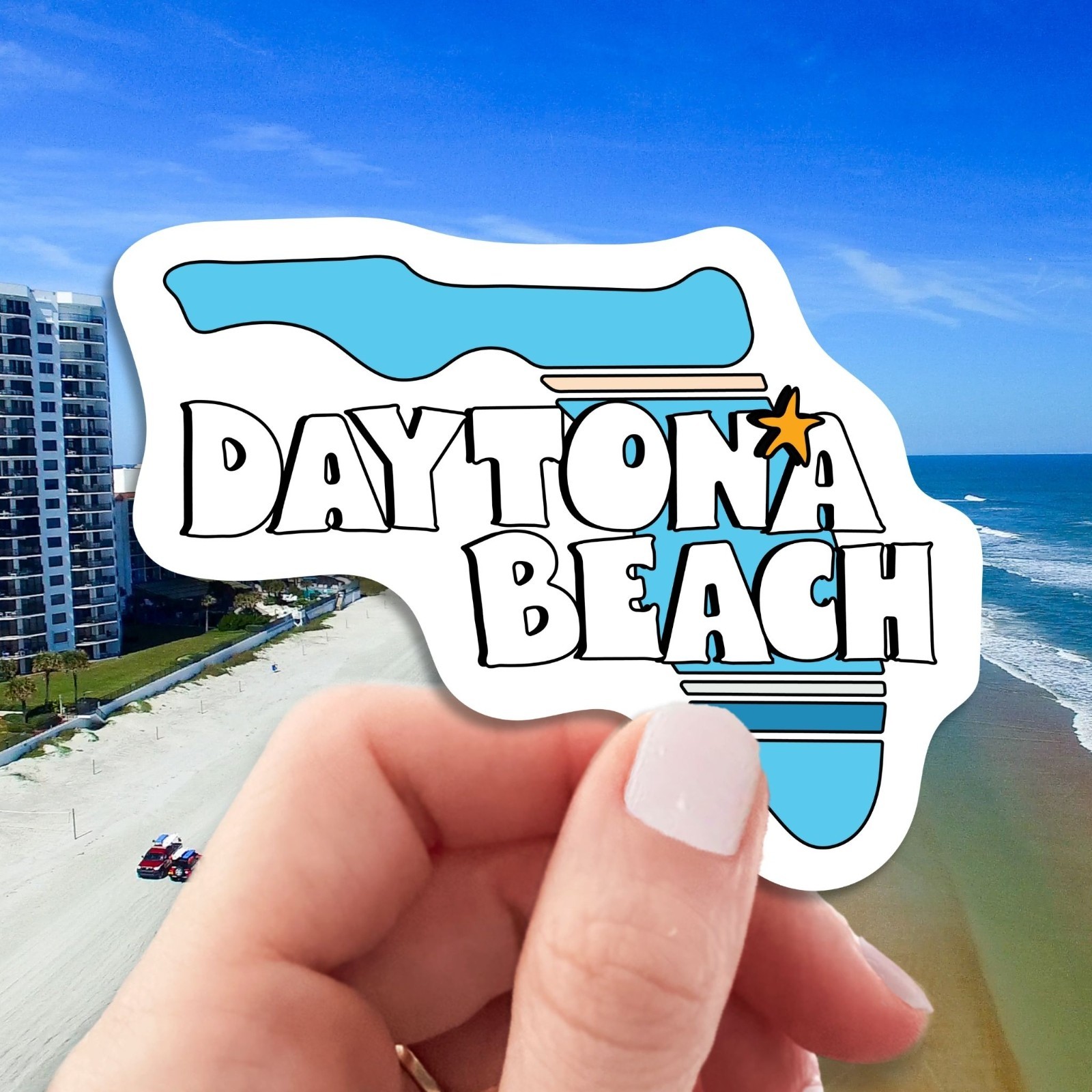 Daytona Beach Sticker Florida Laptop Computer Decal Car Bumper FL Road Trip