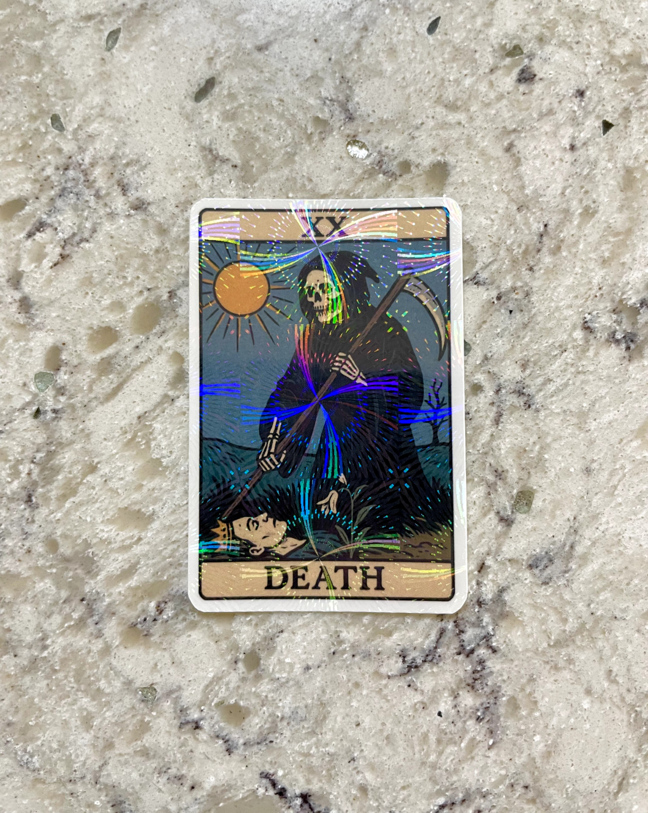 Death Tarot Card Sticker l Gloss or Holographic Laminate l Waterproof Decal