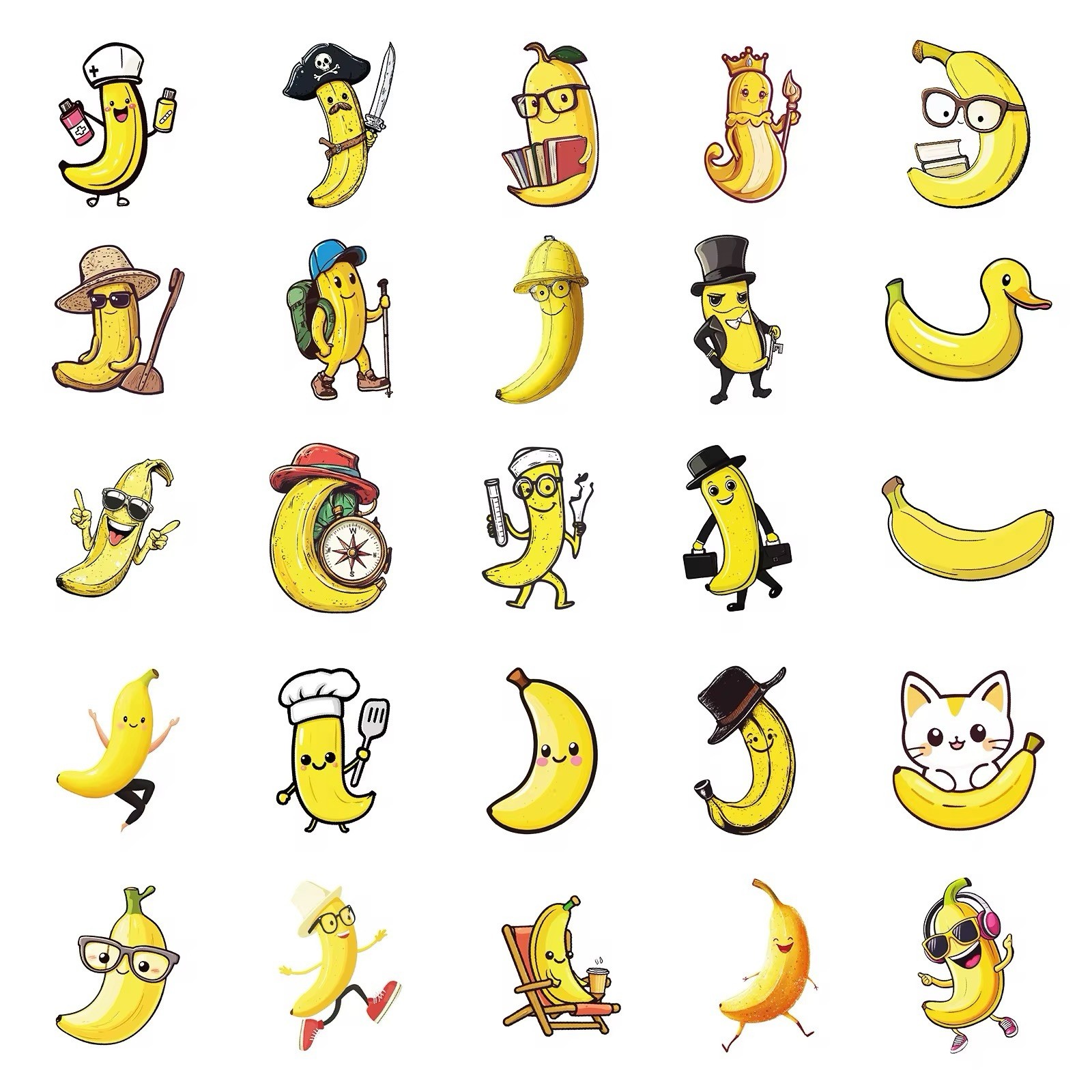 50 Pack Cartoon Banana Stickers Fruit Decals Laptop Hydro Yeti Free Shipping!