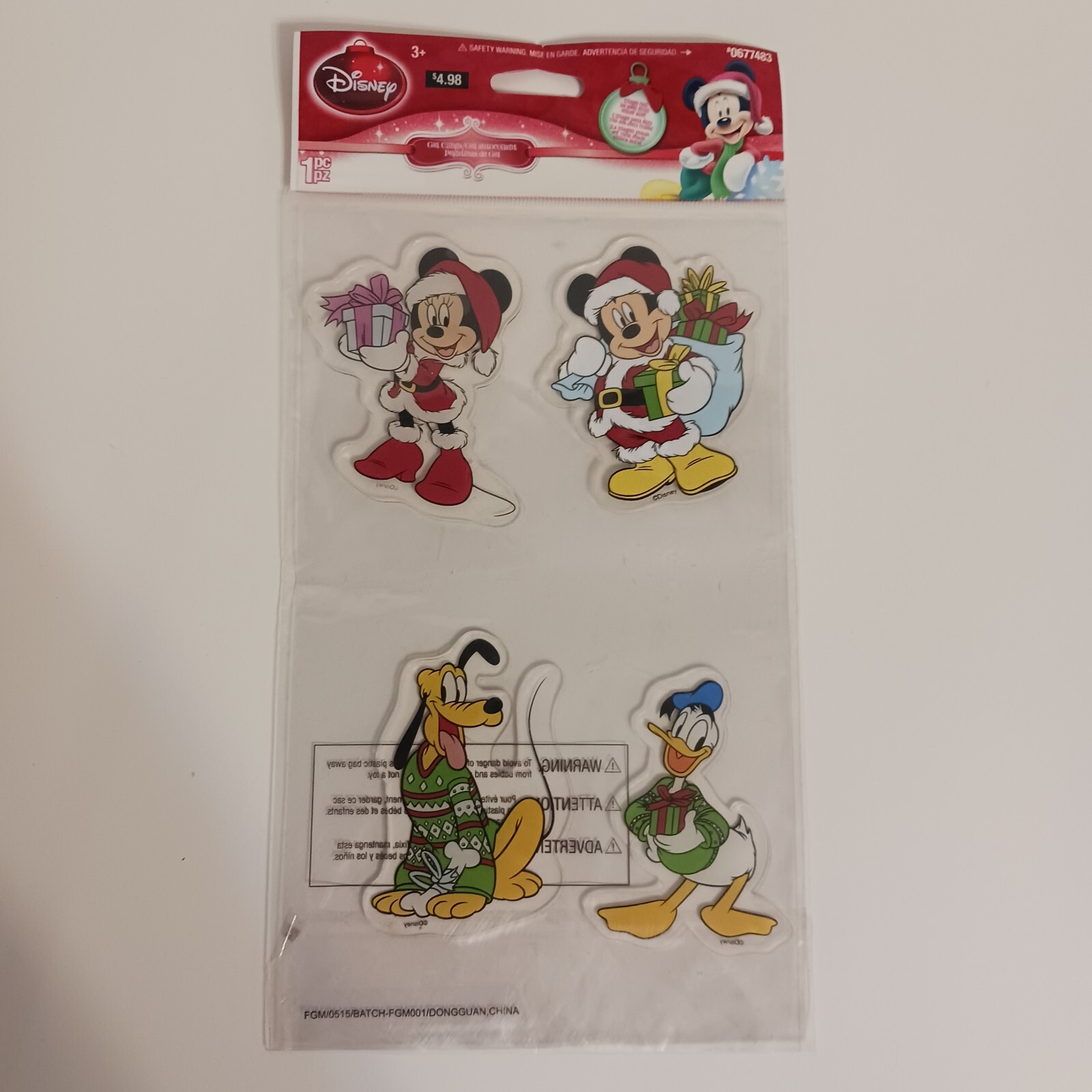 Gemmy Window Gel Clings Christmas Micky & Minnie & Donald Duck & Pluto NEW