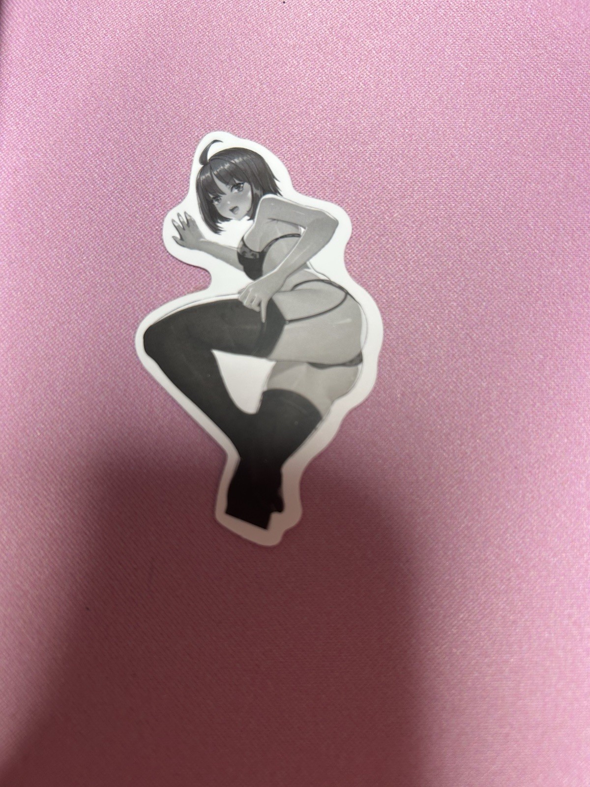 black and white waifu lewd fantasy girl sticker #16