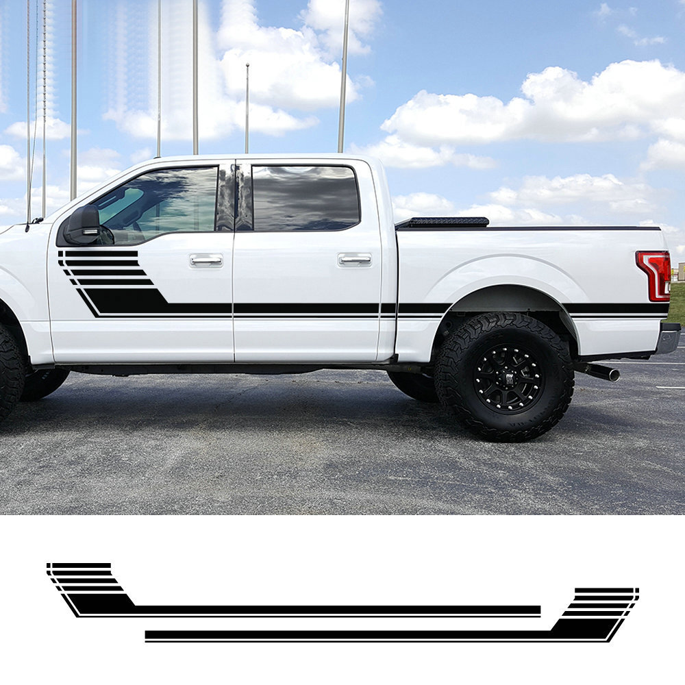 2PCS Car Door Side Stripe Graphics Vinyl Film Sticker For Ford F150 Sport Decal